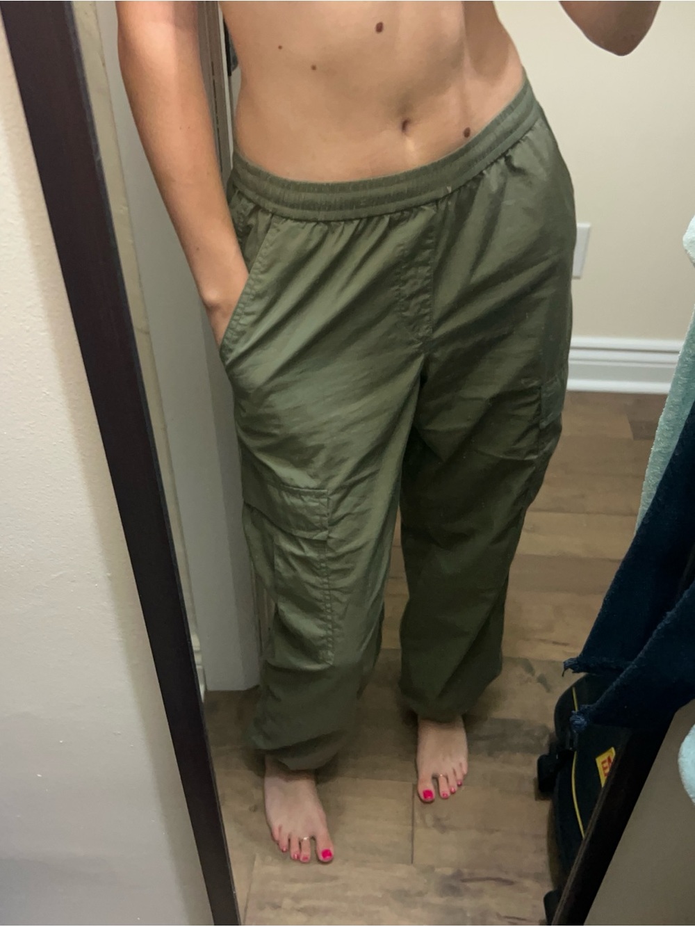 Olive Green Utility Cargo Pants - Women's